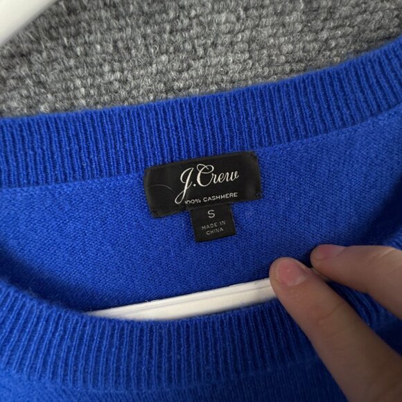 J Crew NO HOLES All Cashmere Sweater Vibrant Blue Super Soft Small Knit Adult - Picture 7 of 15